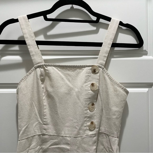 Sky and Sparrow Beige Linen Blend Sleeveless Jumpsuit - Picture 4 of 9